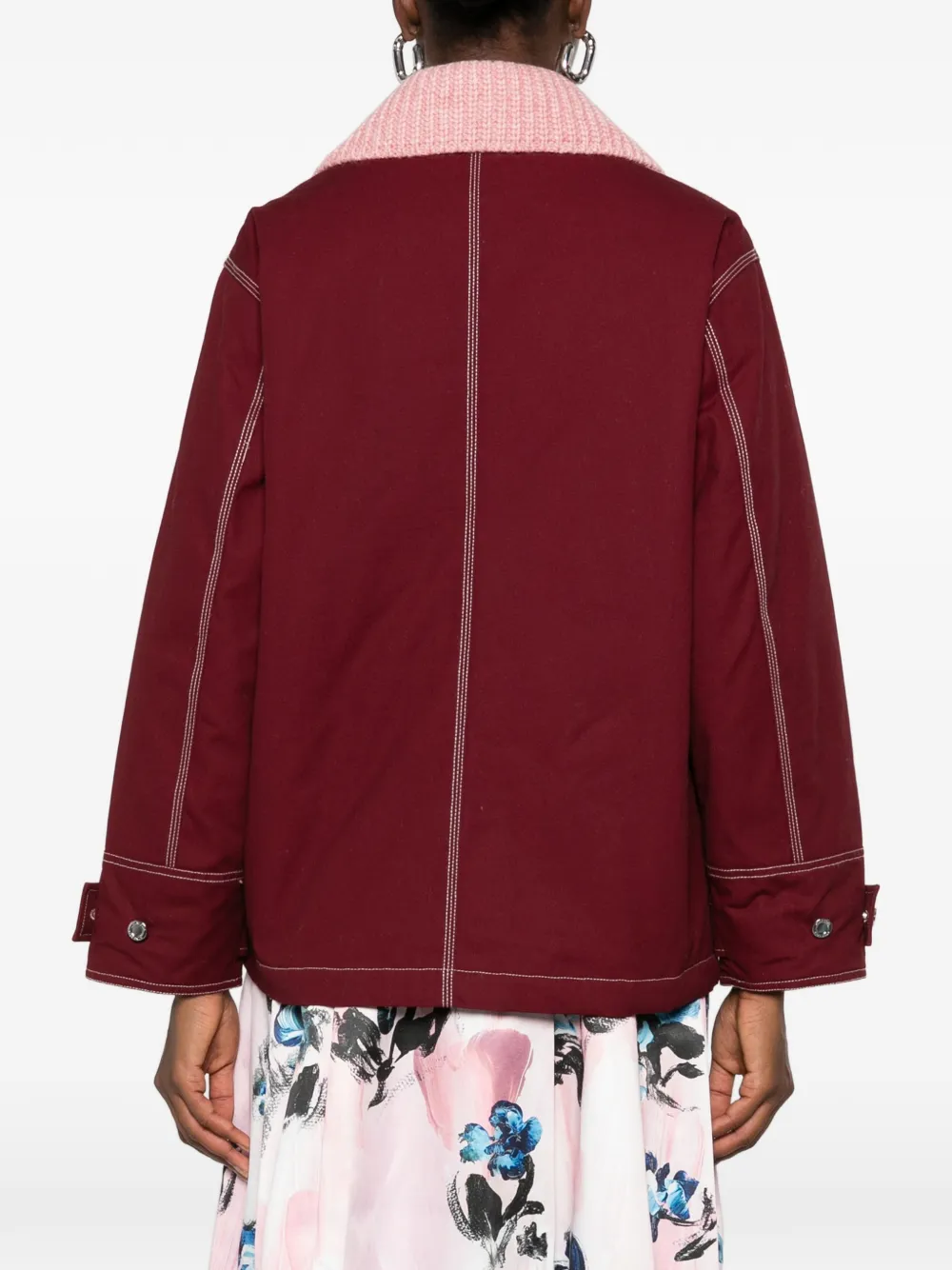 Stine Goya contrast-stitch multi-pocket jacket Rood