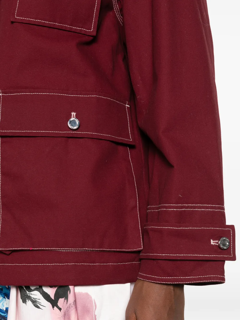 Stine Goya contrast-stitch multi-pocket jacket Rood