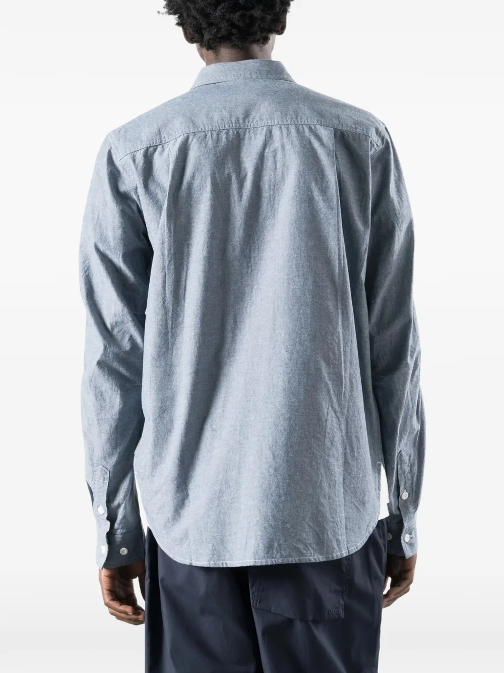 Maharishi 7711 Human logo-embroidered pocket-detail shirt Blauw