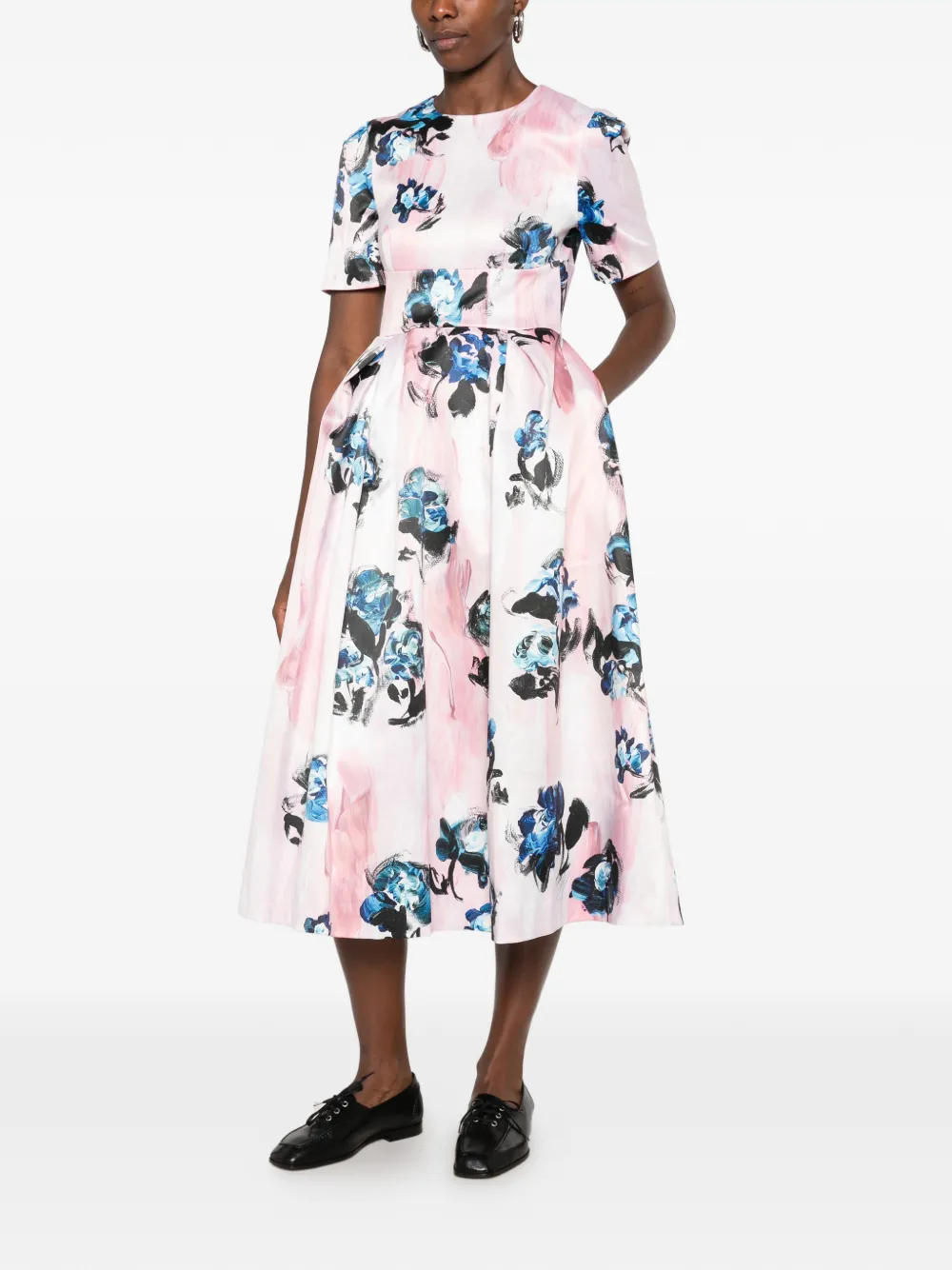 Stine Goya floral-print pleated midi dress Roze