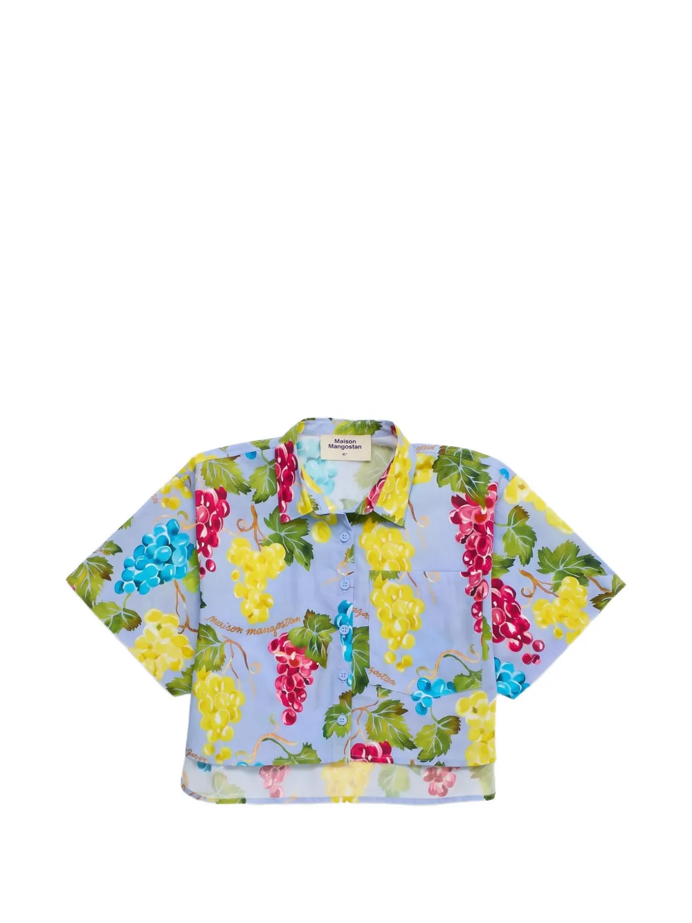 MAISON MANGOSTAN KIDS Uvas grape-print cropped shirt - Blue