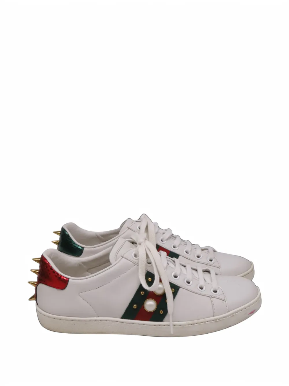 Gucci Pre-Owned Studded pearl-embellished sneakers - Weiß