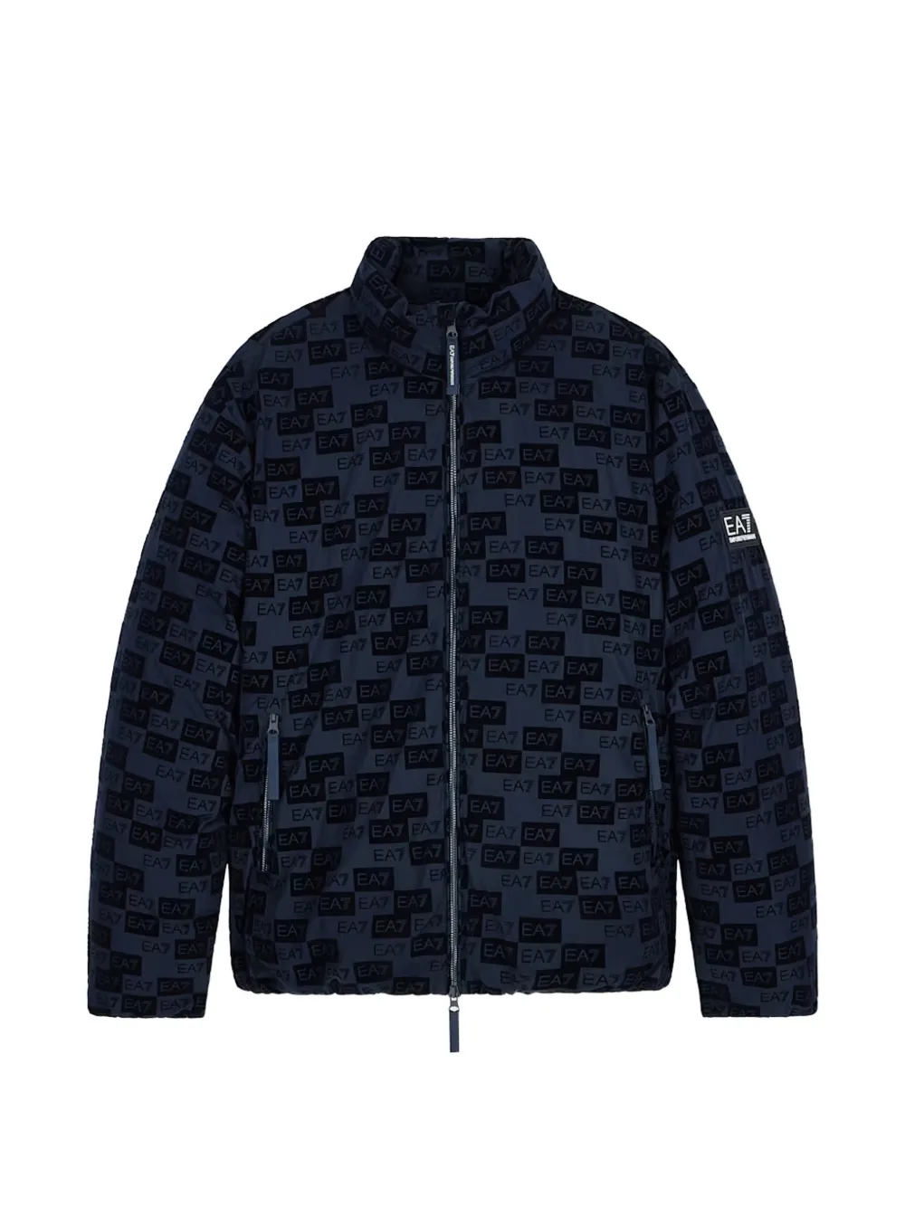 Ea7 Emporio Armani monogram-print puffer jacket - Blue
