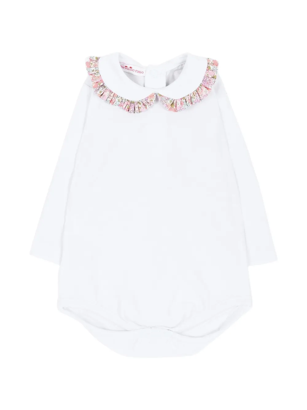 Pesciolino Rosso Kids ruffle-trim Peter Pan collar bodysuit Wit