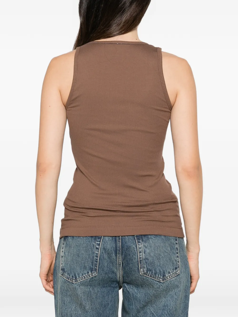 Brunello Cucinelli ribbed-knit Monili-chain tank top Bruin