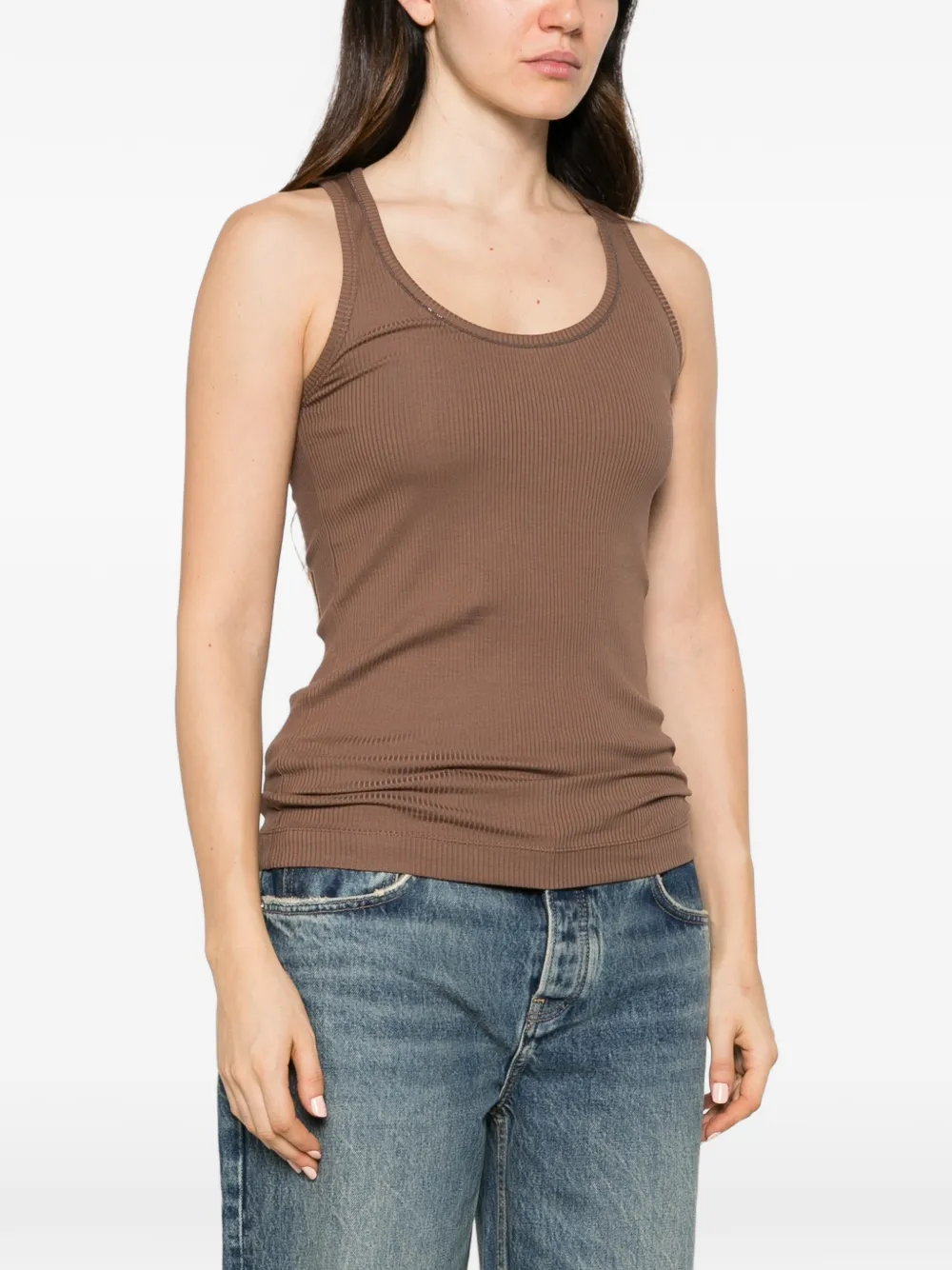 Brunello Cucinelli ribbed-knit Monili-chain tank top Bruin