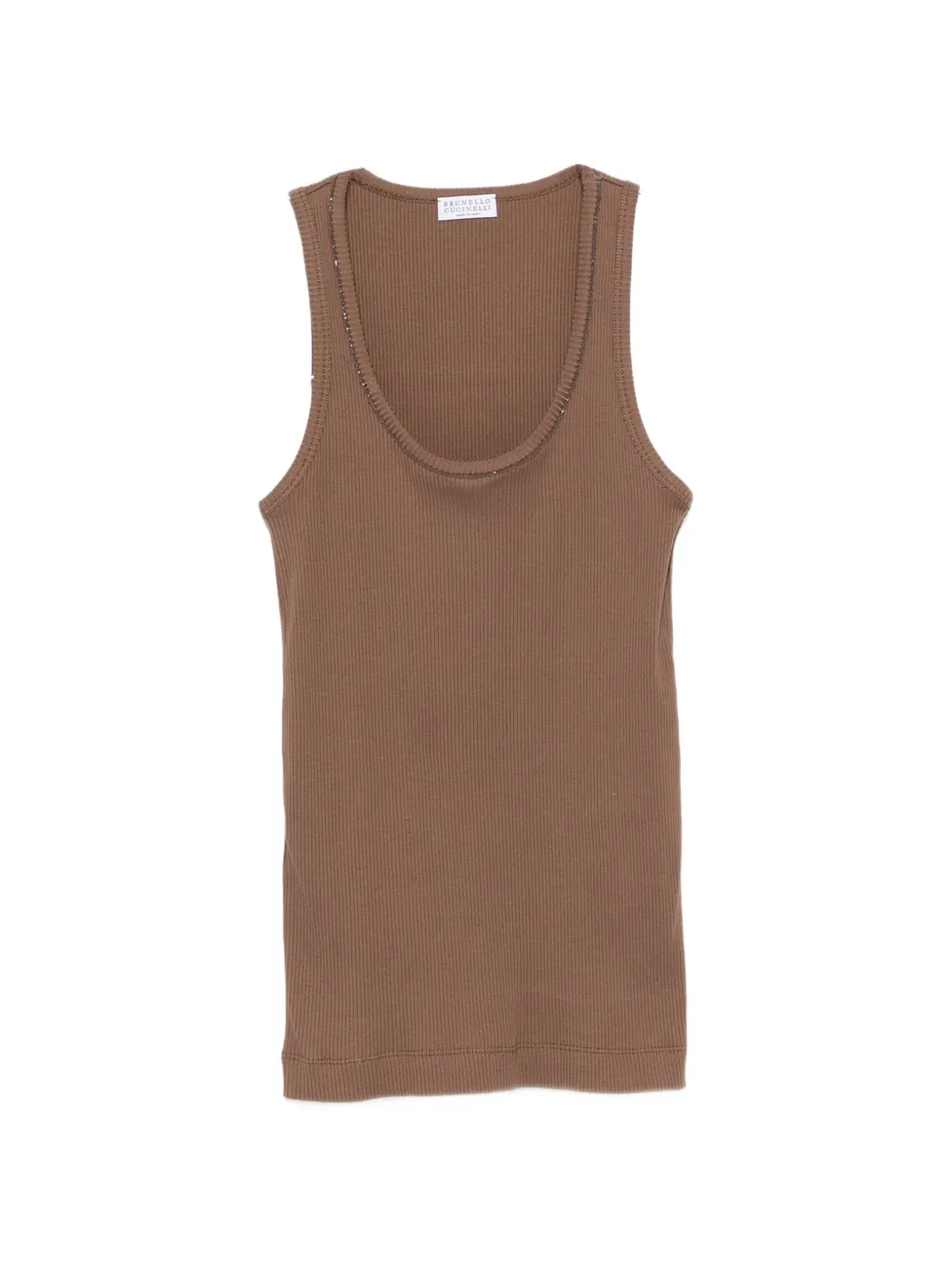Brunello Cucinelli ribbed-knit Monili-chain tank top Bruin