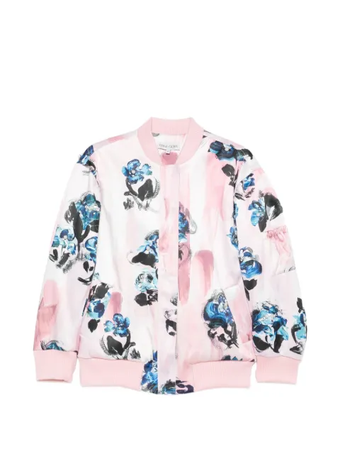 Stine Goya floral-print faux-pearl bomber jacket