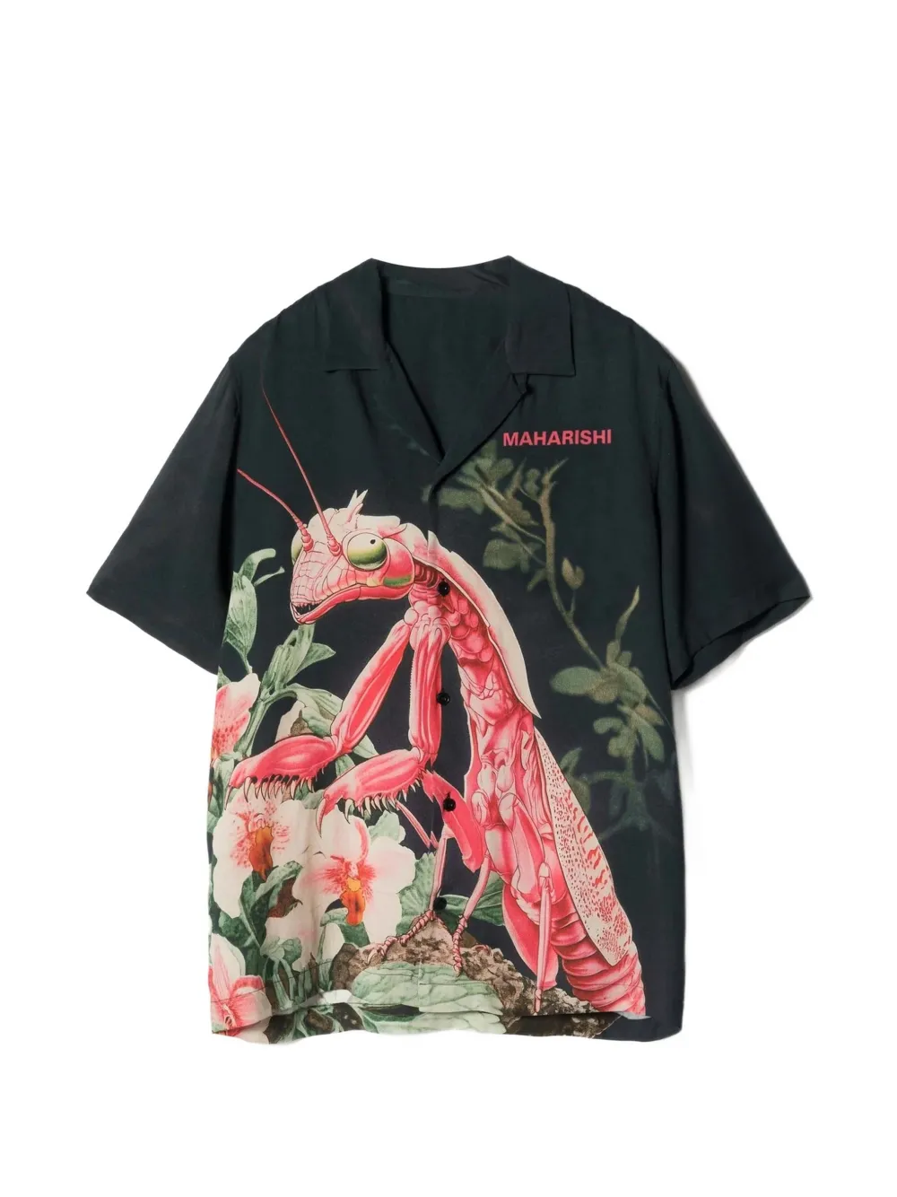 Maharishi orchid mantis-print camp-collar shirt Blauw