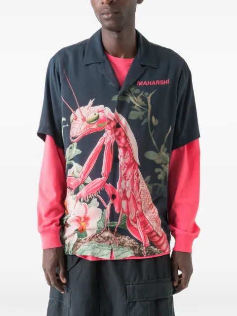 Maharishi orchid mantis-print camp-collar shirt
