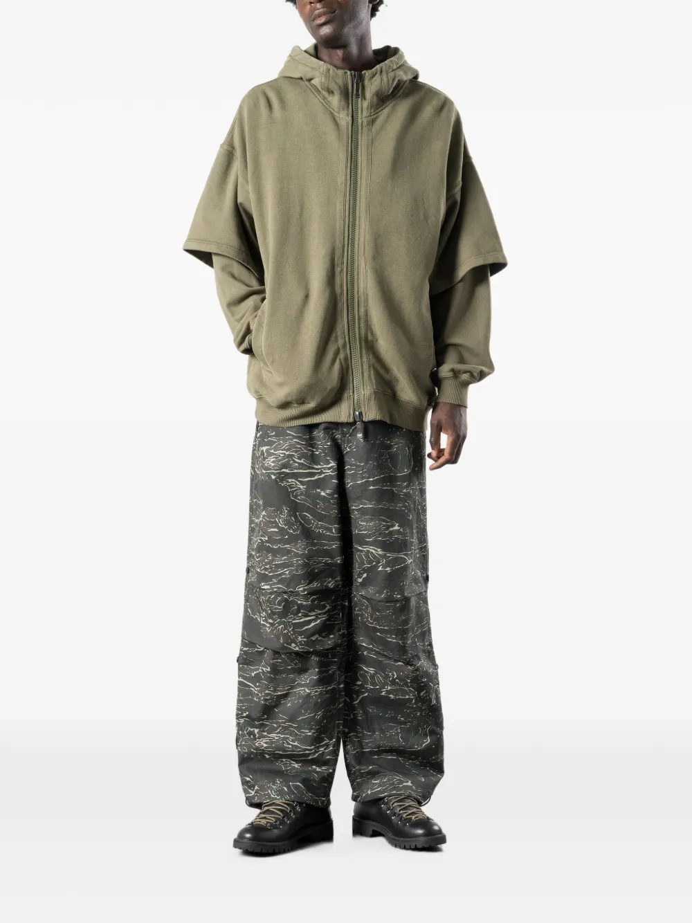 Maharishi Hoodie met dubbellaagse mouwen Groen