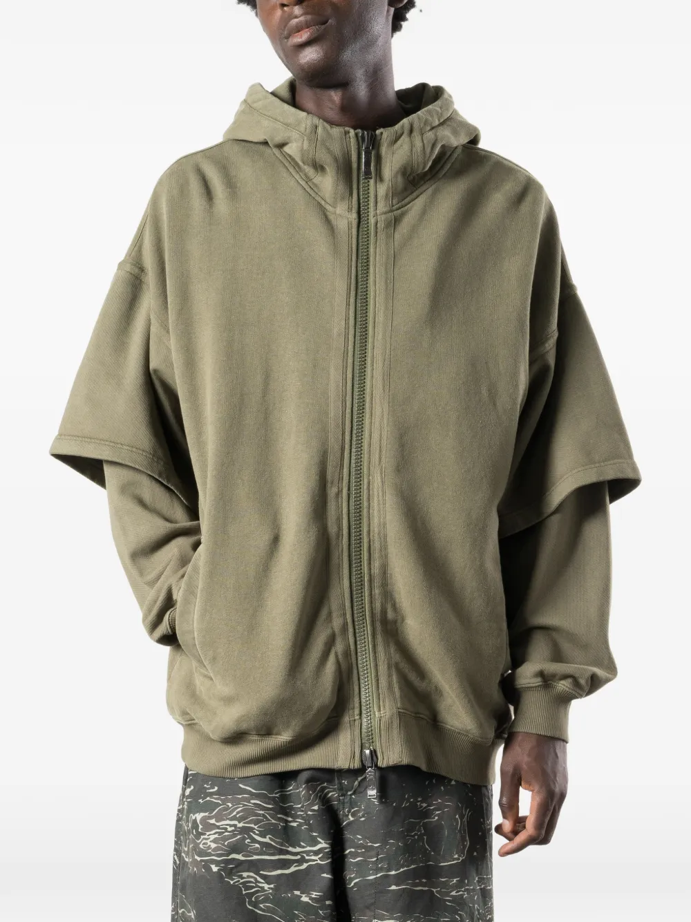Maharishi Hoodie met dubbellaagse mouwen Groen