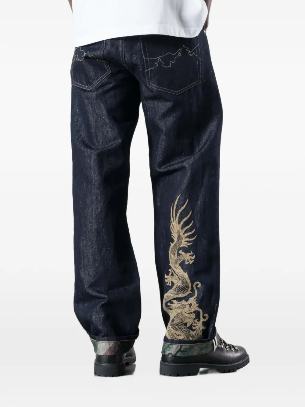 Maharishi Jeans met geborduurde draak Blauw