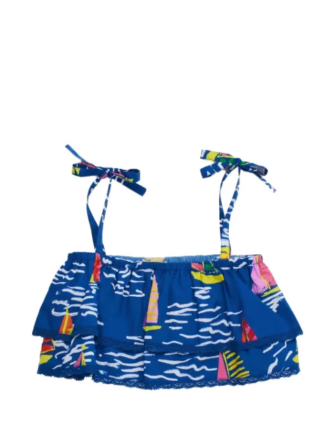 MAISON MANGOSTAN KIDS Gerüschtes Oberteil mit Segelboot-Print