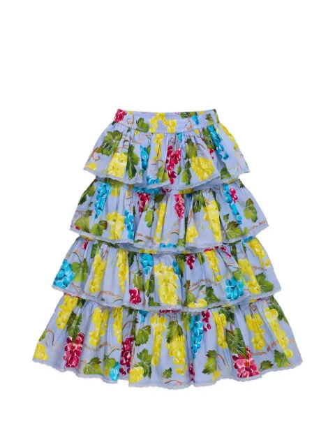 MAISON MANGOSTAN KIDS Uvas ruffled grape-print maxi skirt