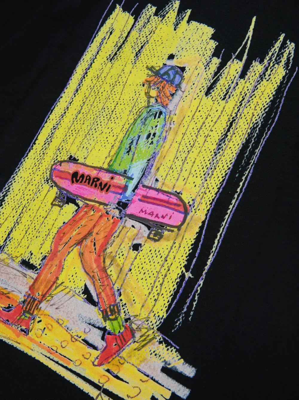 Marni Kids skateboard-print T-shirt Zwart