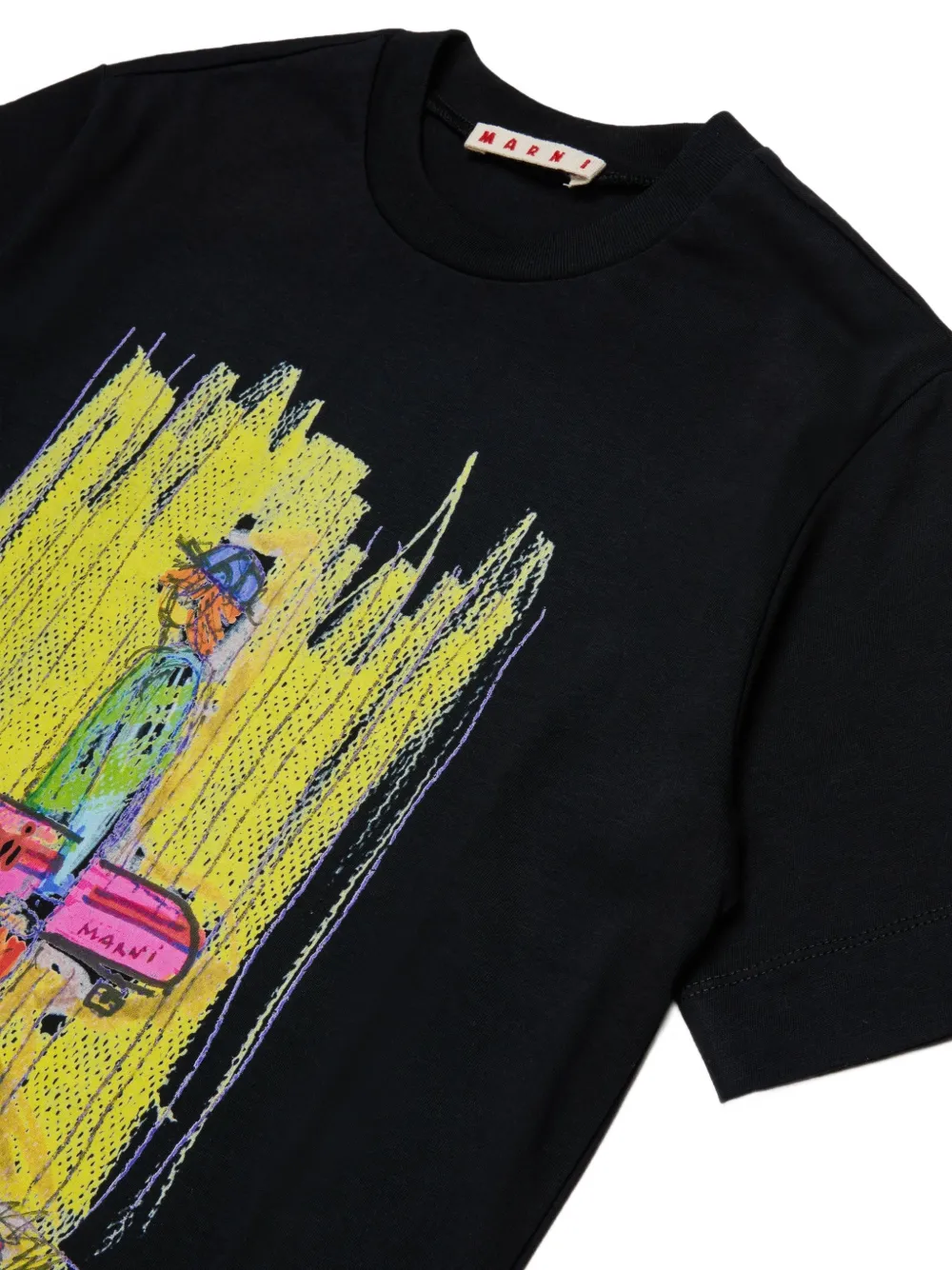 Marni Kids skateboard-print T-shirt Zwart