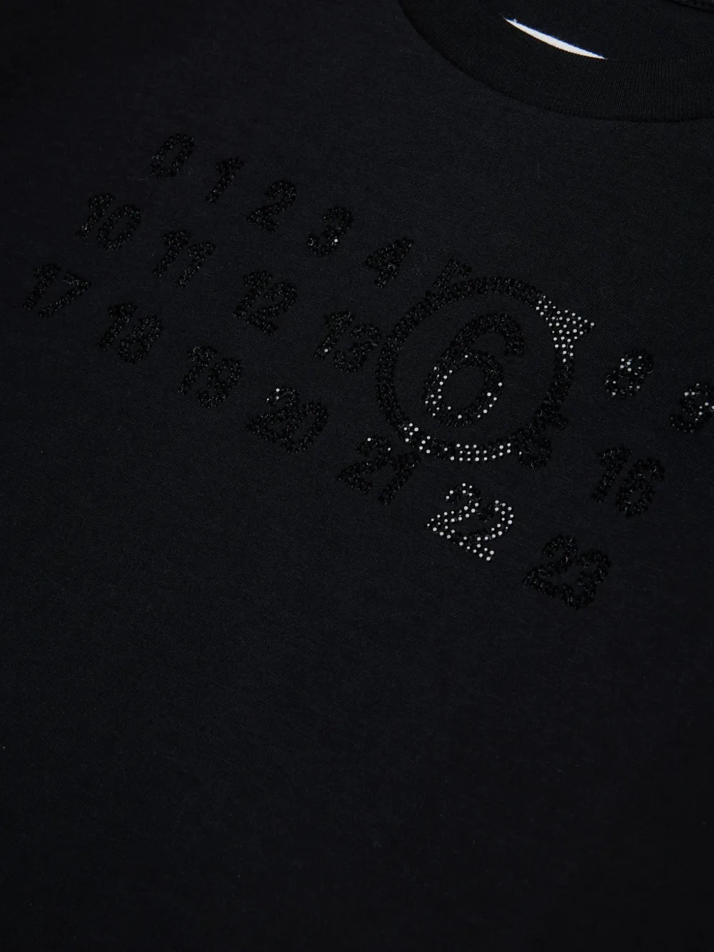 MM6 Maison Margiela Kids shimmering-logo T-shirt Zwart