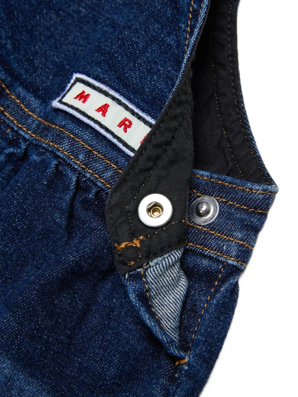 Marni Kids logo-patch denim overalls Blauw
