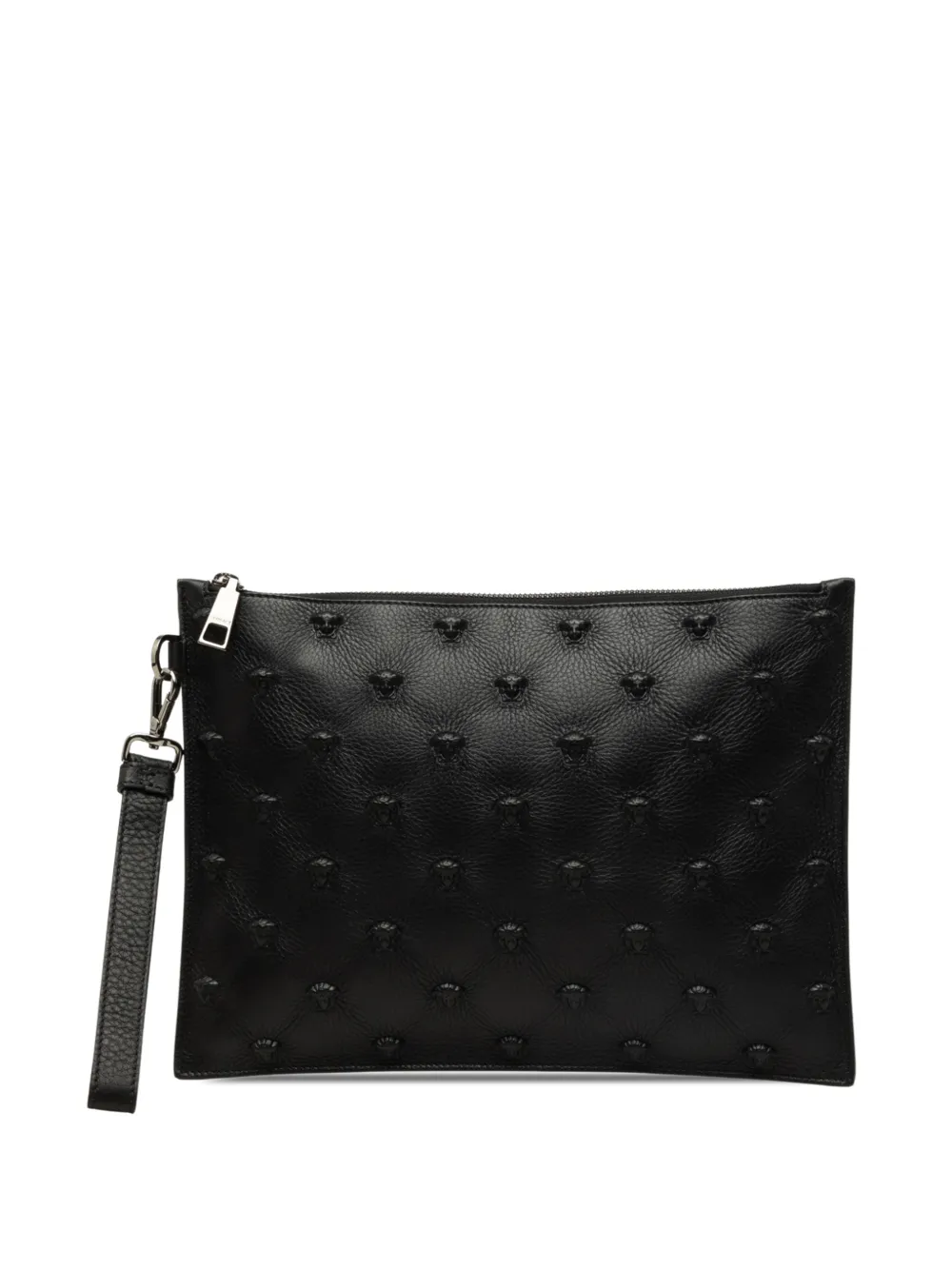 Versace Pre-Owned 2010-2026 Embossed Leather Medusa Wristlet clutch bag - Nero
