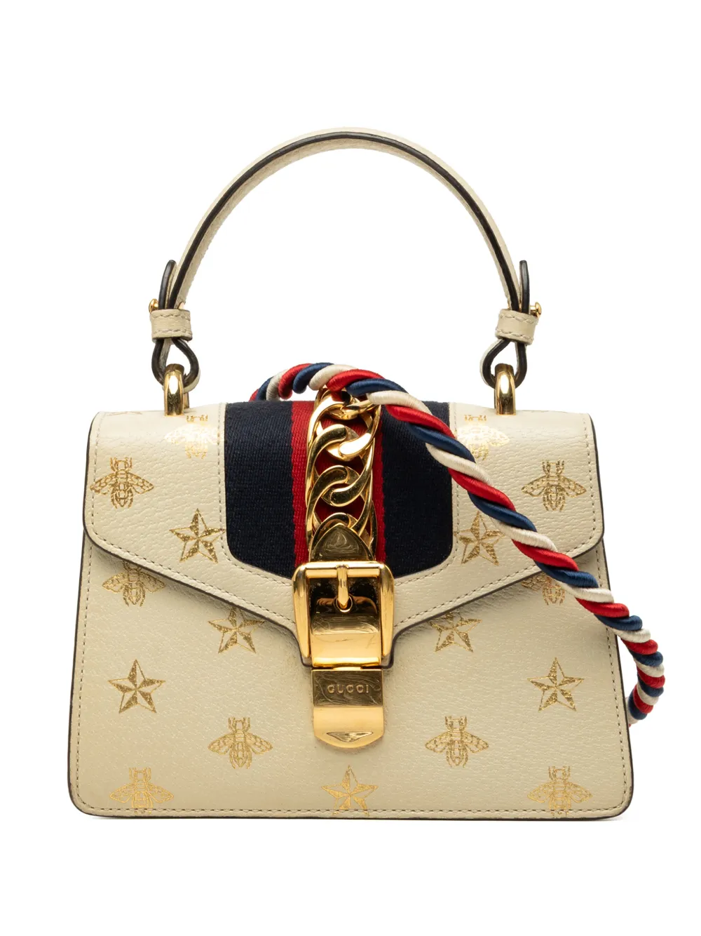 Gucci Pre-Owned 2000-2015 Mini Calfskin Bee Star Web Sylvie Top Handle Bag satchel - Weiß