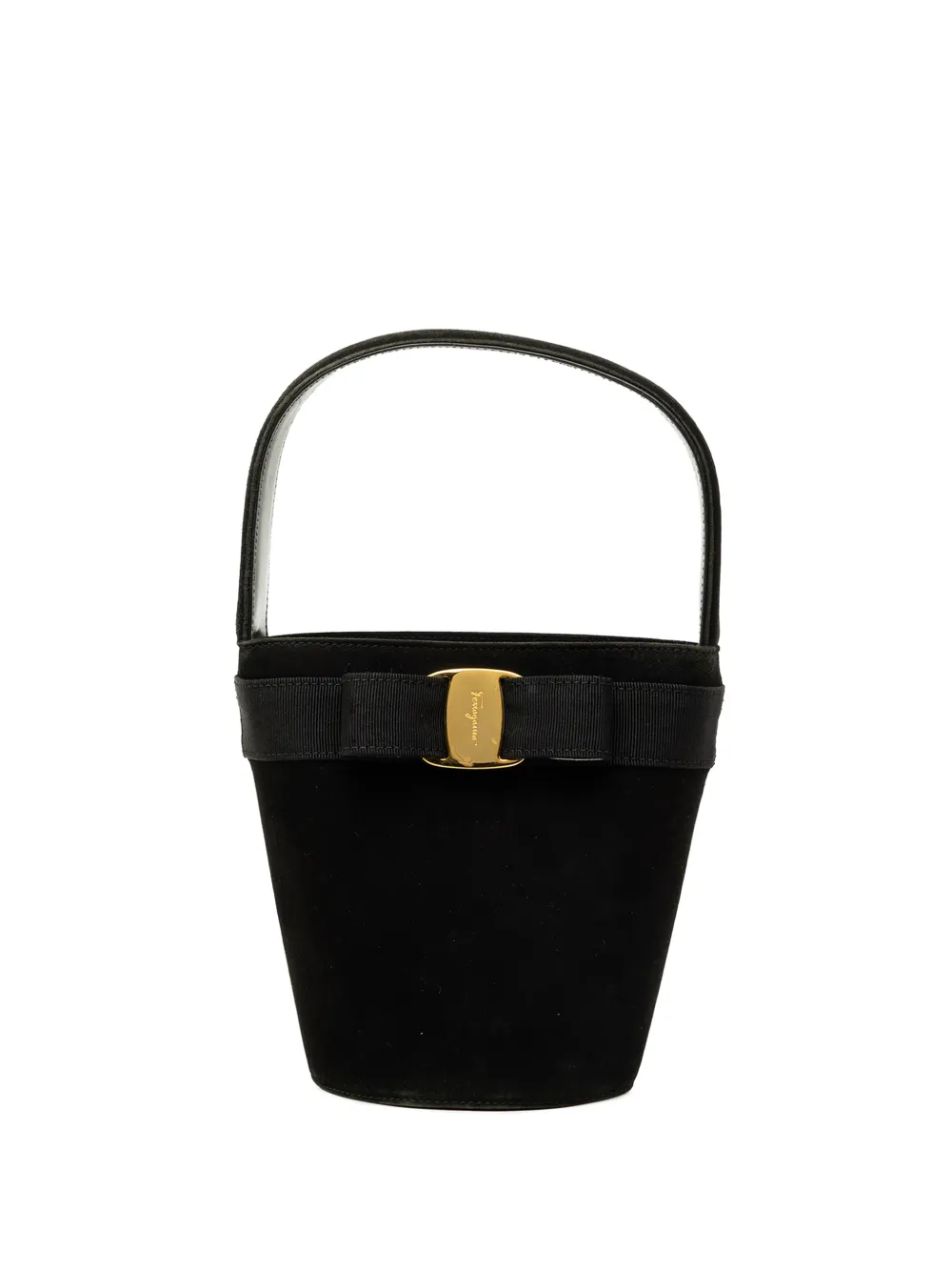 Ferragamo Pre-Owned 2010-2026 Suede Vara Bow bucket bag - Nero