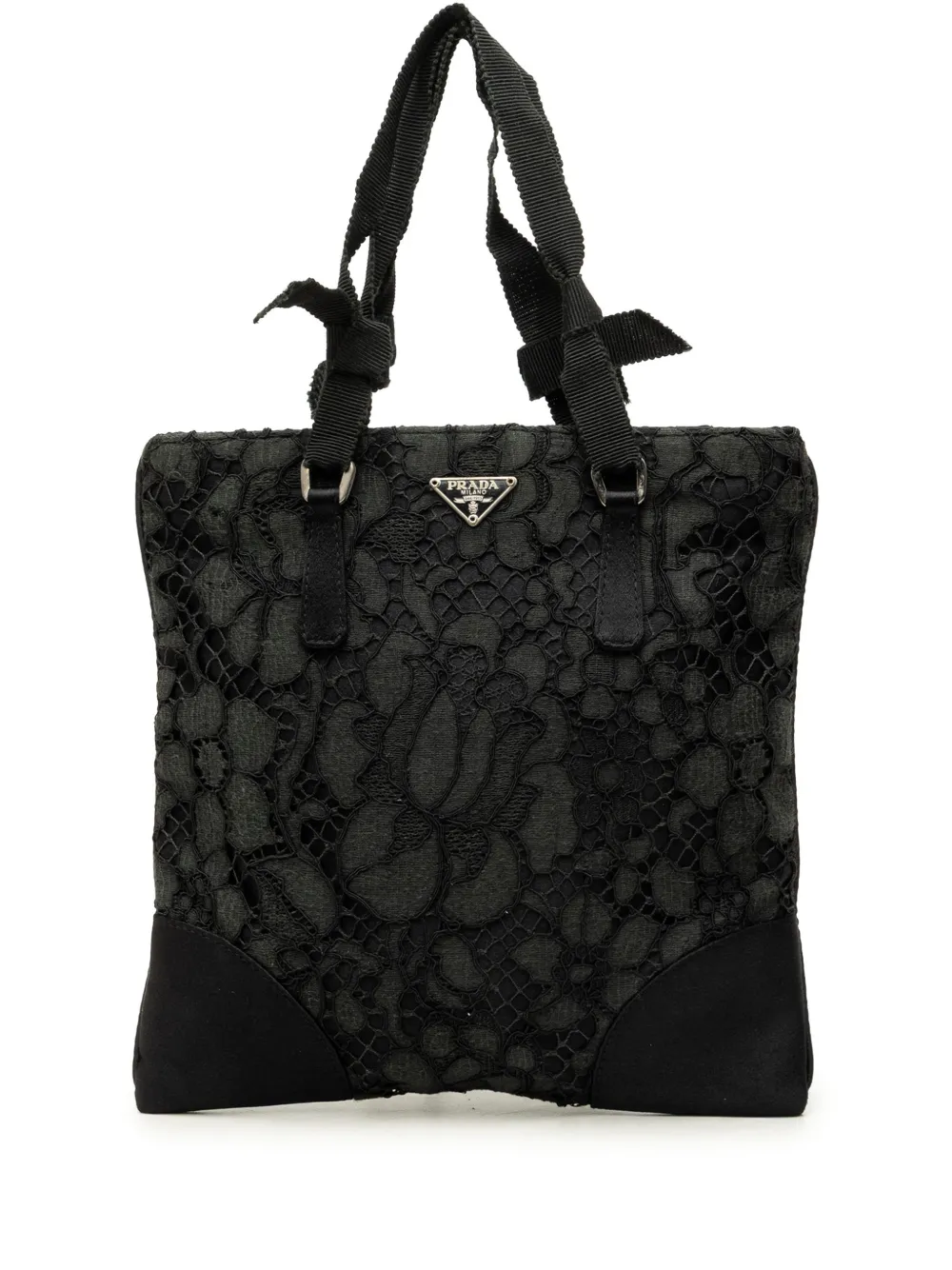 Prada Pre-Owned 2000-2013 Tessuto and Floral Lace handbag - Nero