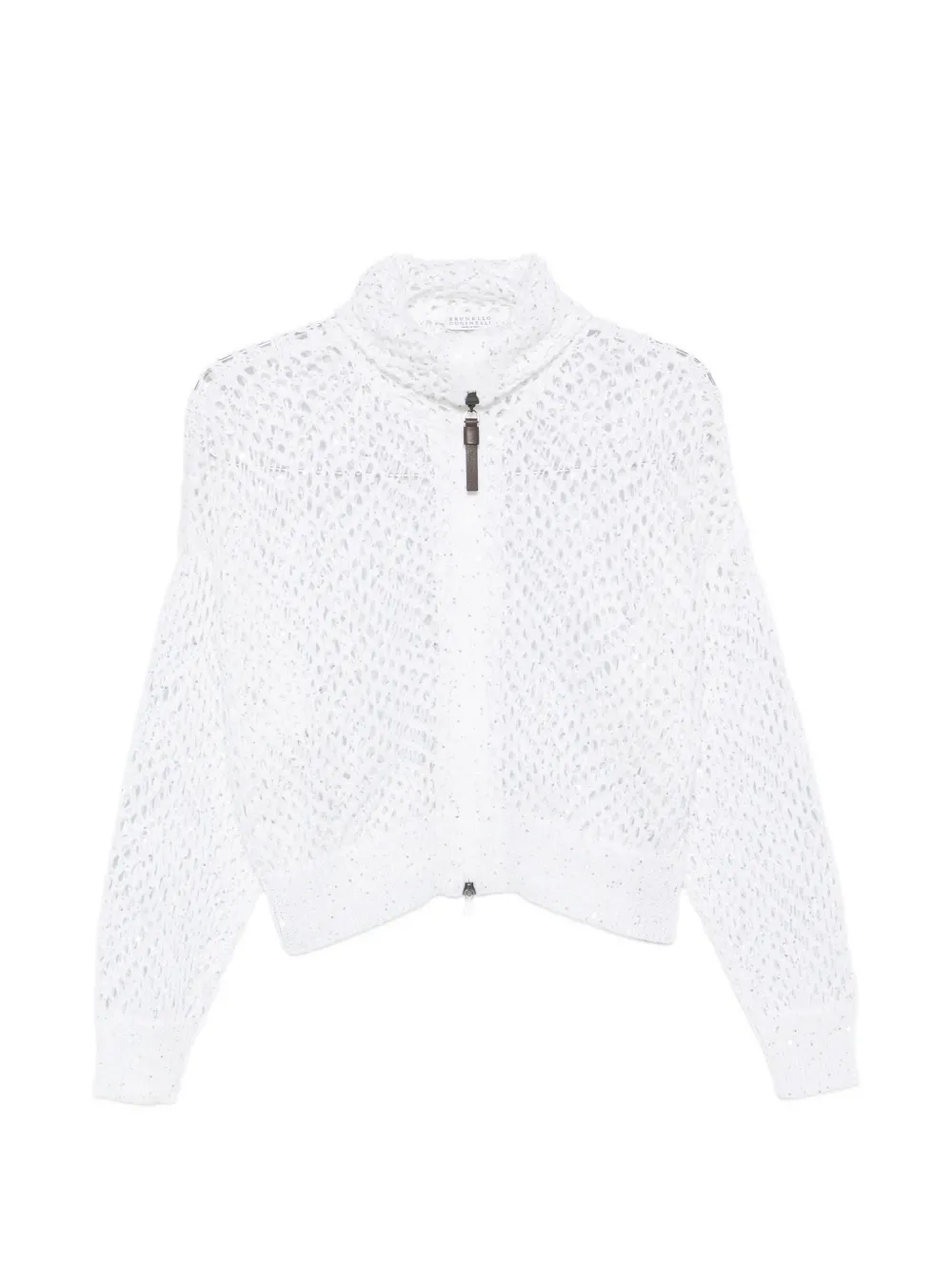 Brunello Cucinelli sequin-embellished open-knit cardigan - White