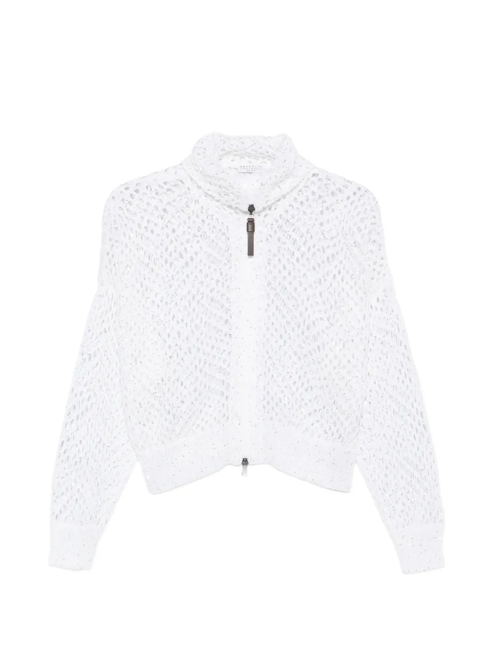 Brunello Cucinelli Opengebreid vest verfraaid met pailletten Wit
