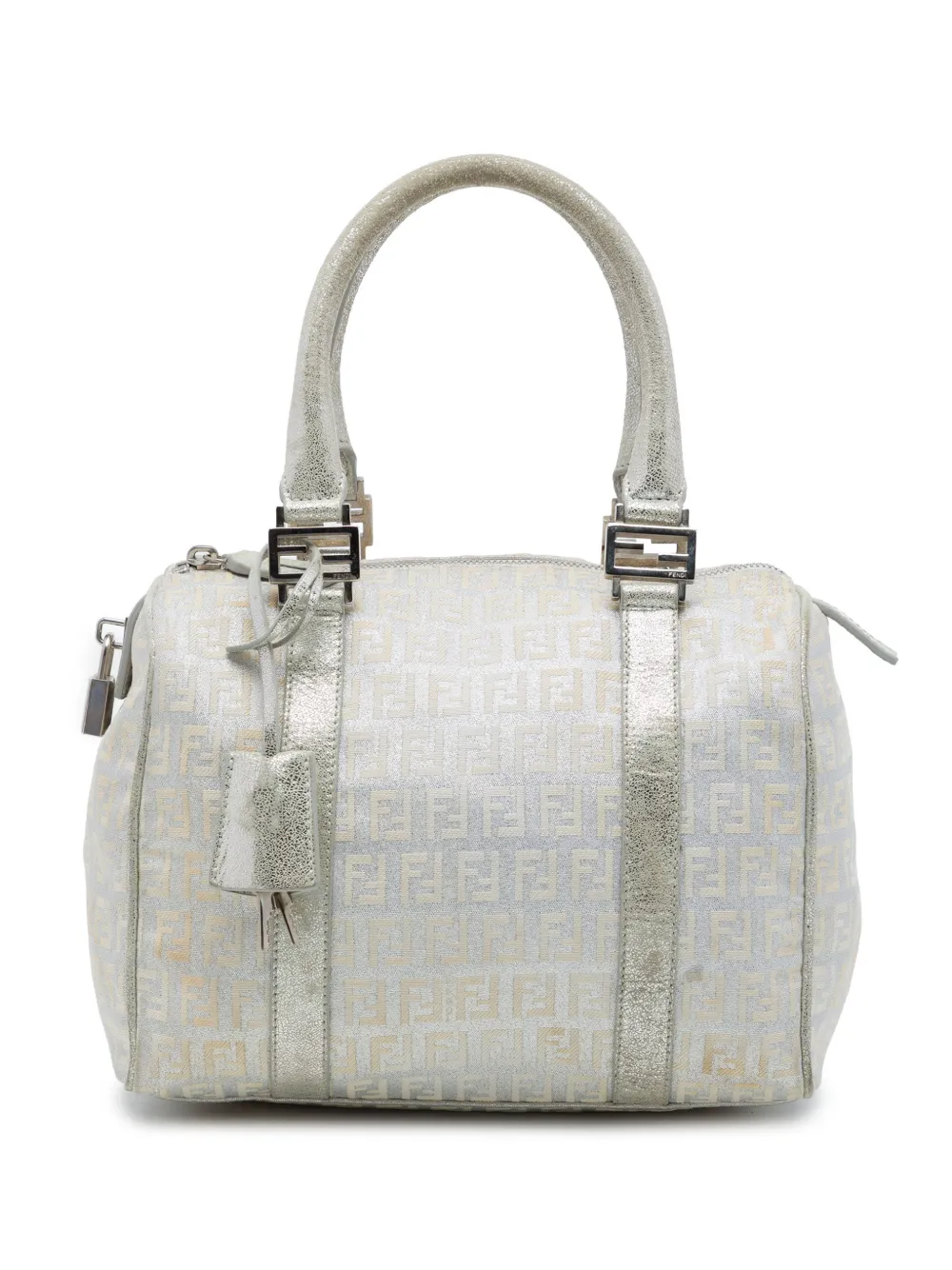 Fendi Pre-Owned 2000-2010 Small Zucchino Metallic Canvas Forever Bauletto boston bag - Silber