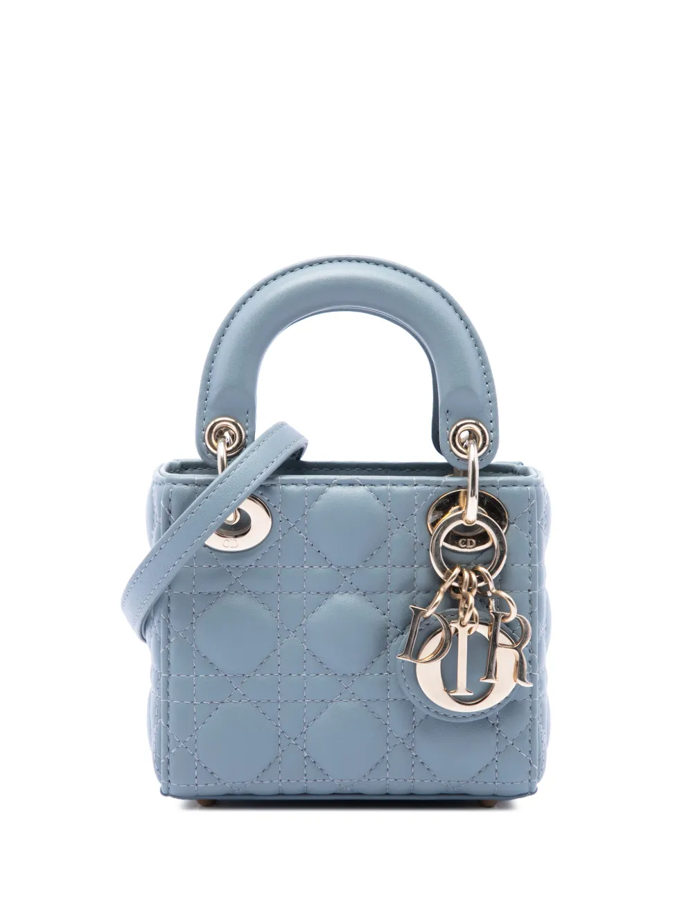 Christian Dior Pre-Owned 2021 Micro Lambskin Cannage Lady Dior satchel - Blau