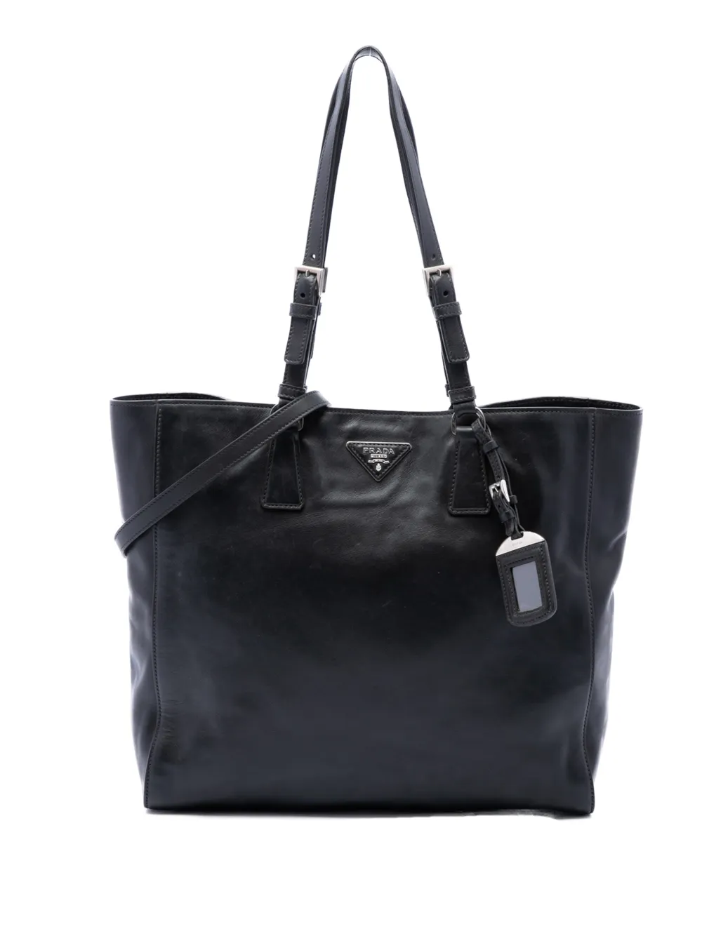 Prada Pre-Owned 2015-2026 Soft Calf Buckle Convertible Tote satchel - Nero