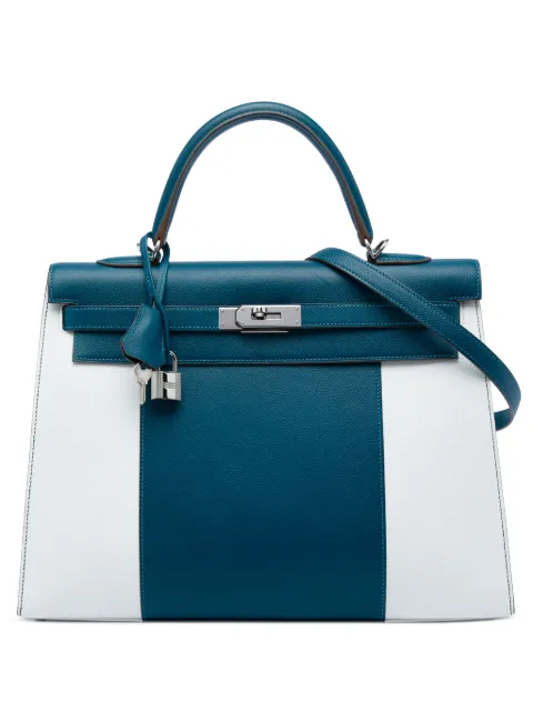Hermès Pre-Owned 2014 Bicolor Epsom Kelly Flag Sellier 35 satchel