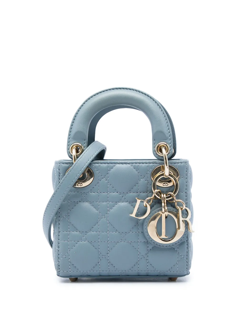 Christian Dior Pre-Owned 2020 Micro Lambskin Cannage Lady Dior satchel - Blue