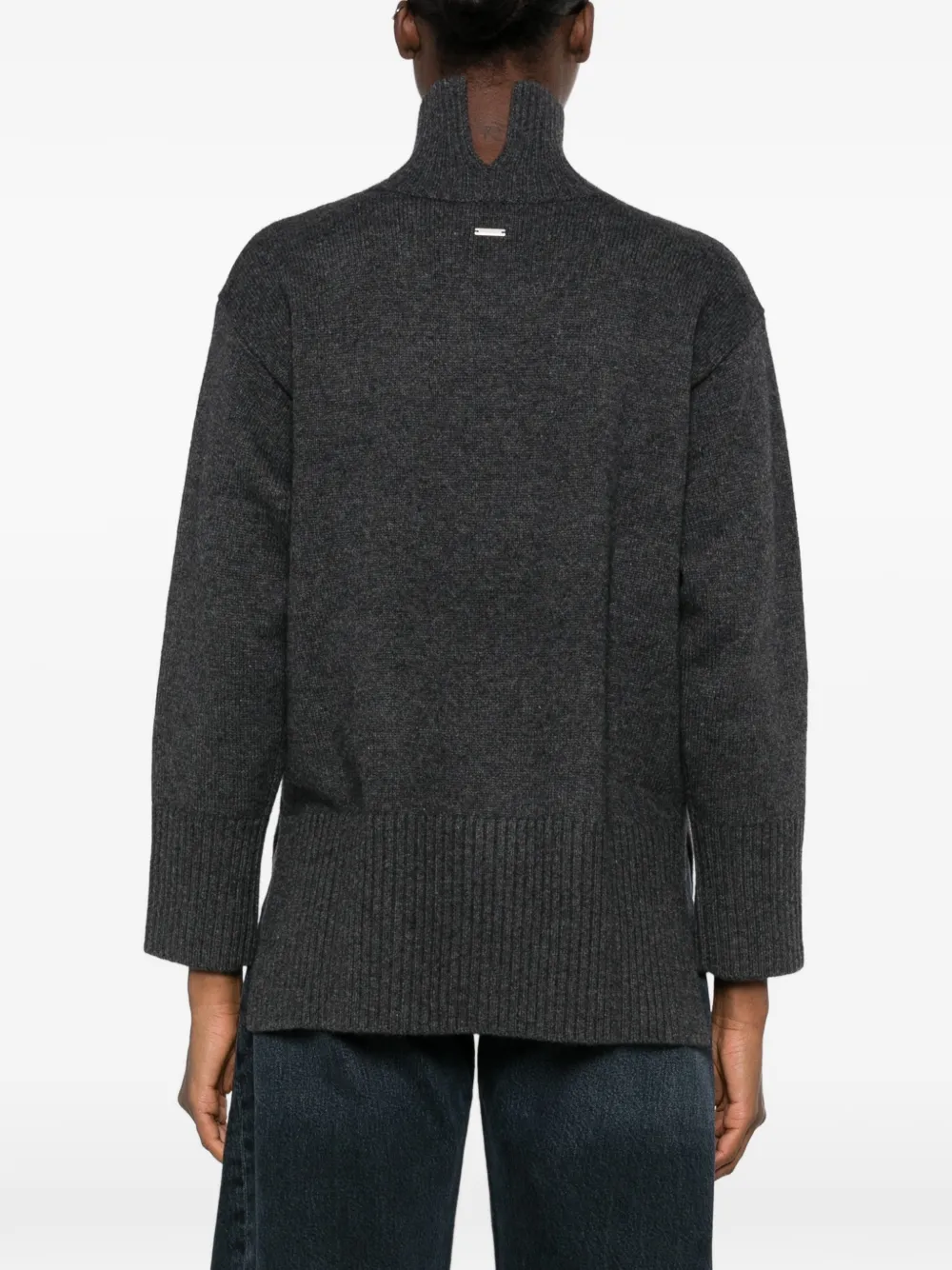 Calvin Klein Lux high-neck side-slit sweater Grijs