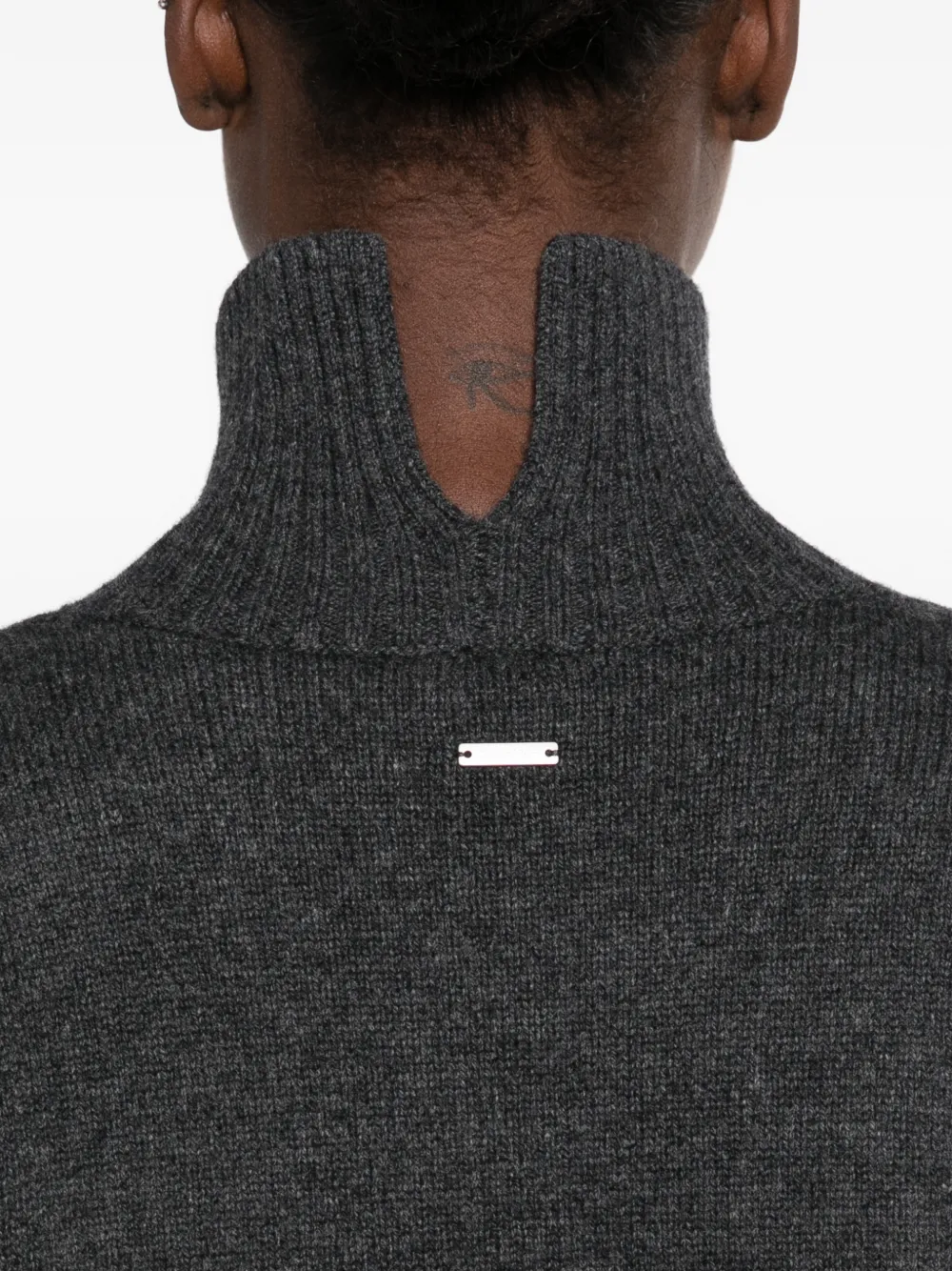 Calvin Klein Lux high-neck side-slit sweater Grijs