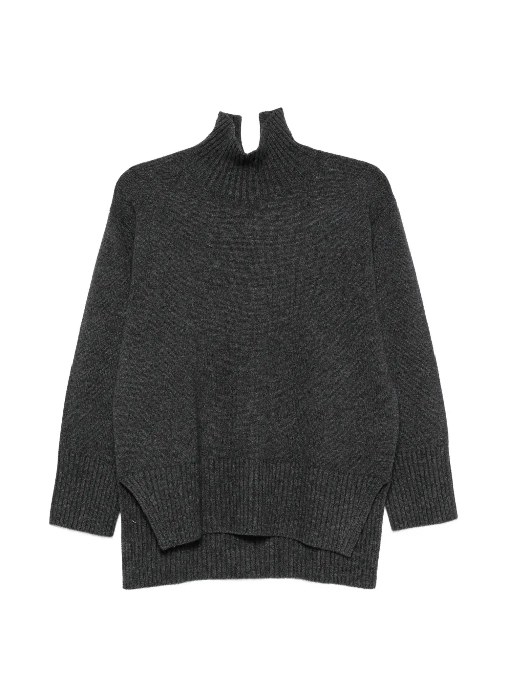 Calvin Klein Lux high-neck side-slit sweater Grijs