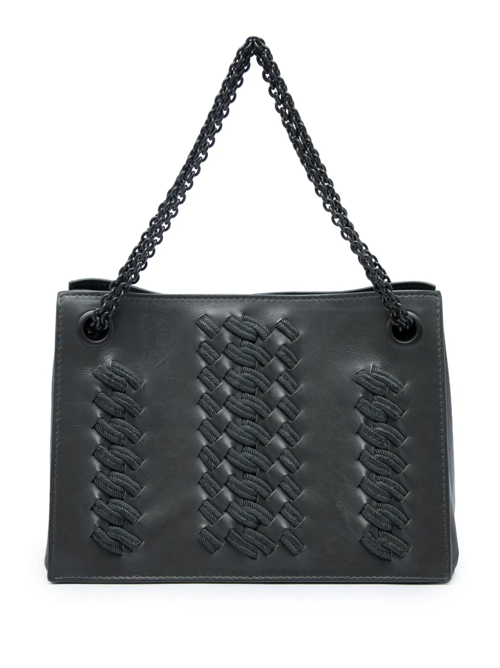 Bottega Veneta Pre-Owned 2012-2026 Embroidered Intrecciato Trimmed Nappa Chain handbag - Grey