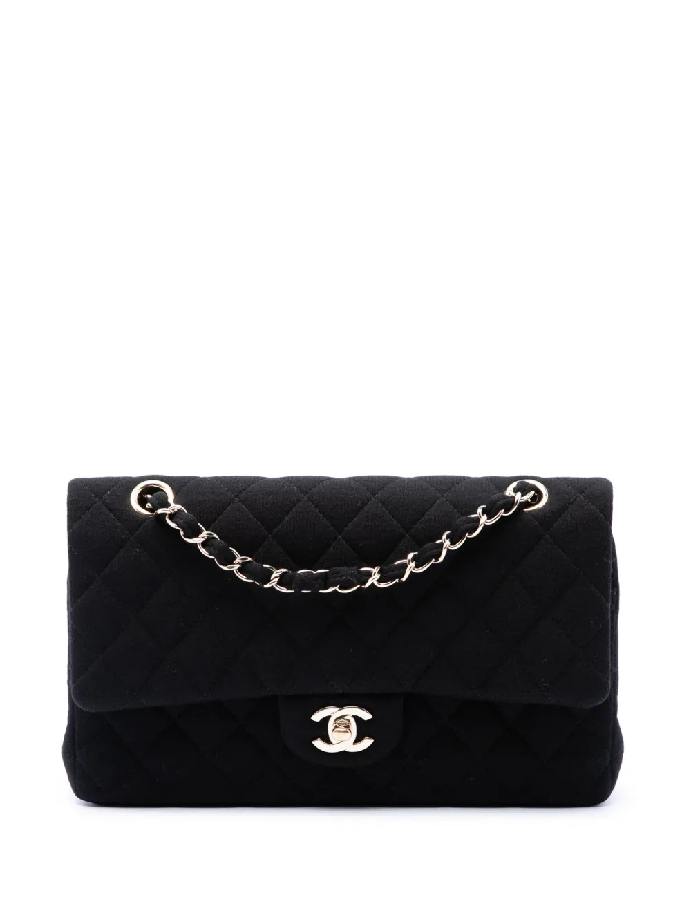 CHANEL Pre-Owned 2015-2016 Medium Classic Jersey Double Flap shoulder bag - Schwarz