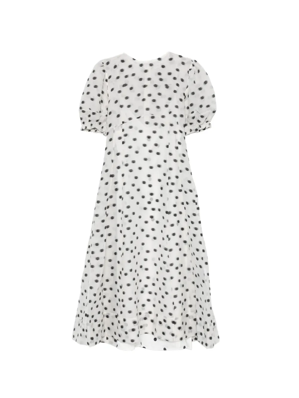 Stine Goya polka-dot puff-sleeve midi dress Wit