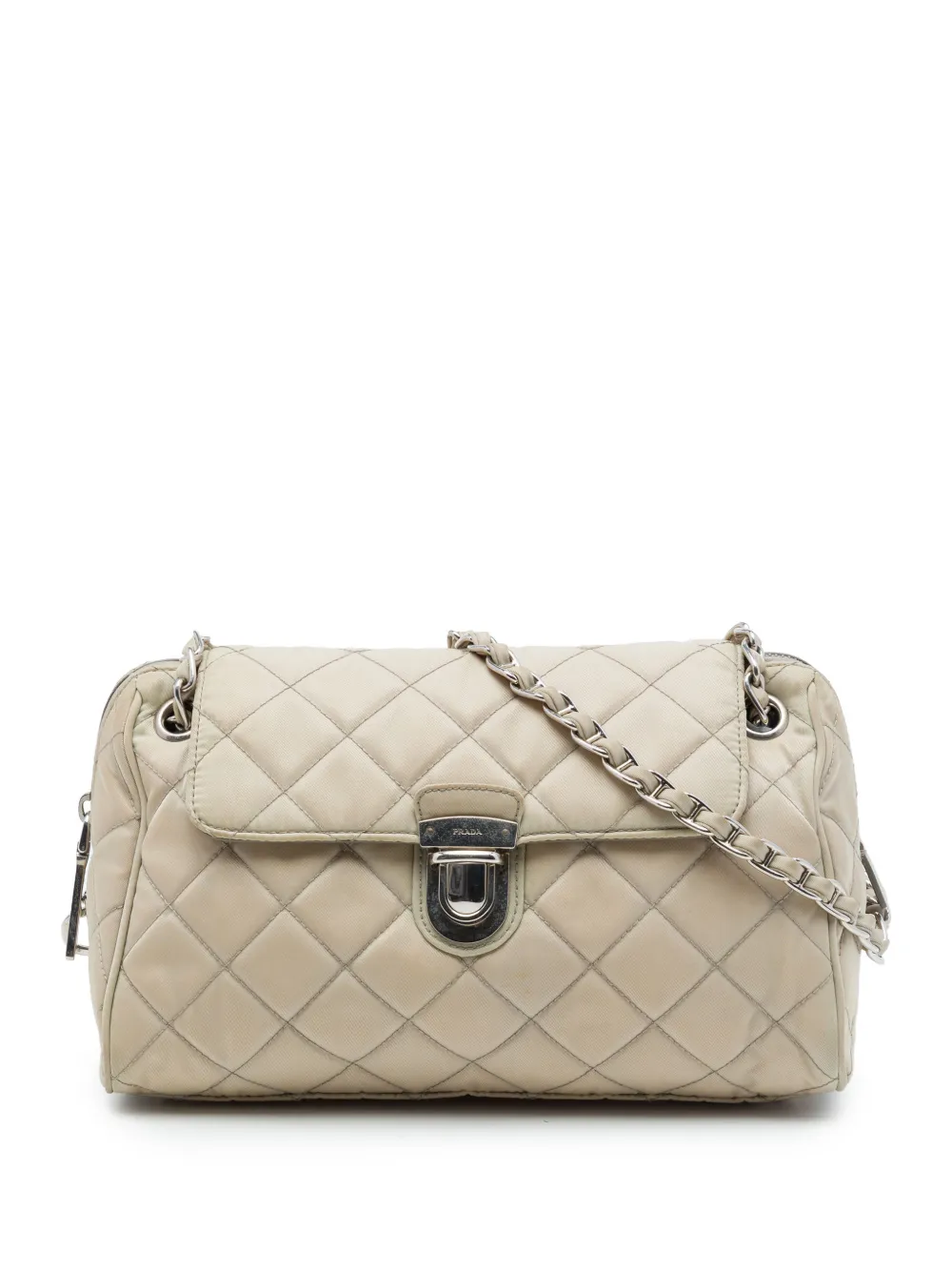 Prada Pre-Owned 2010-2026 Impuntu Tessuto Chain Flap Crossbody shoulder bag - Marrone