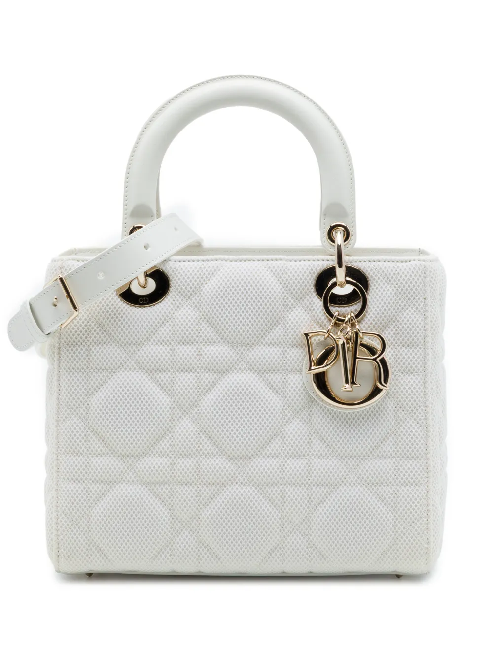Christian Dior Pre-Owned 2021 Medium Mesh Cannage Lady Dior satchel - White