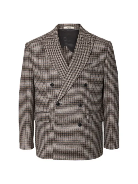 SELECTED checked double-breasted blazer