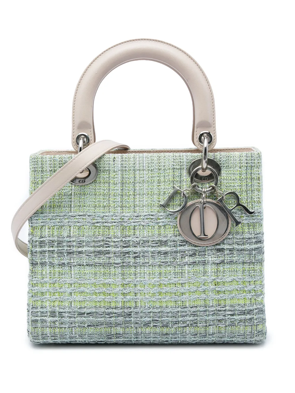 Christian Dior Pre-Owned 2014 Medium Tweed Lady Dior satchel - Verde
