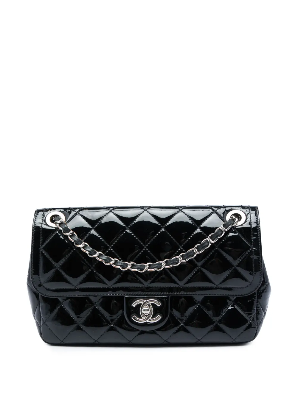 CHANEL Pre-Owned 2014-2015 Medium Patent Coco Shine Flap crossbody bag - Schwarz