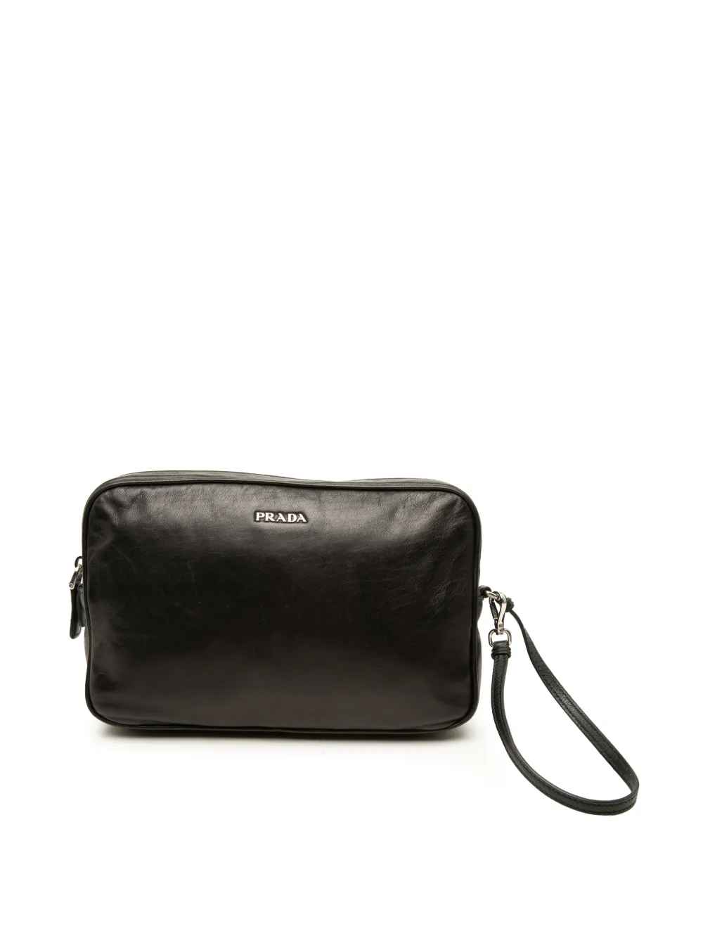 Prada Pre-Owned 2010-2026 Soft Calf Logo Wristlet clutch bag - Nero