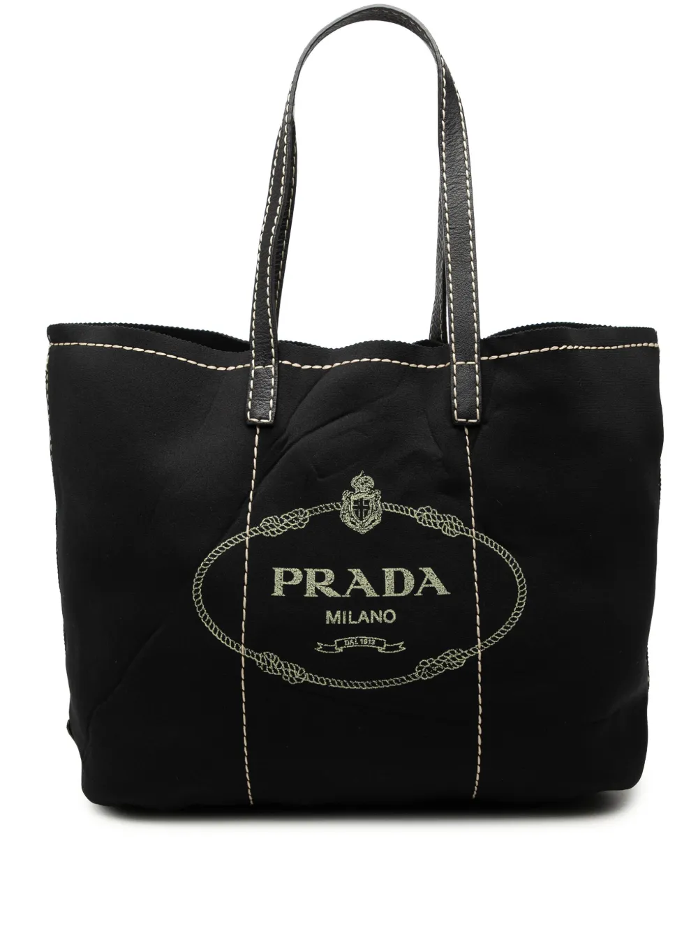 Prada Pre-Owned 2013-2026 Neoprene Logo Shopping tote bag - Nero