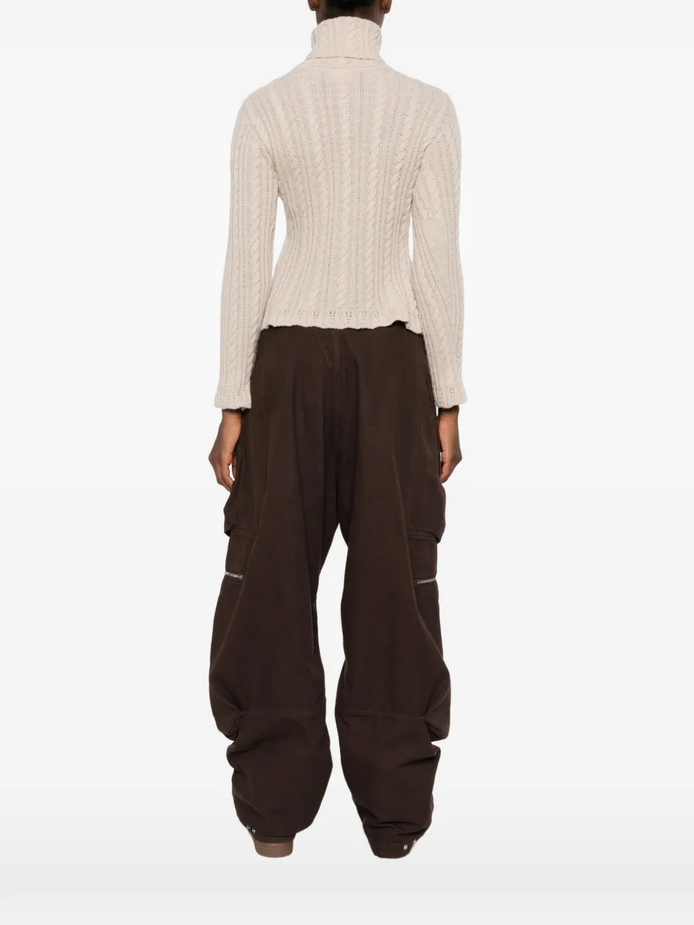Moncler Grenoble cable-knit roll-neck sweater Beige