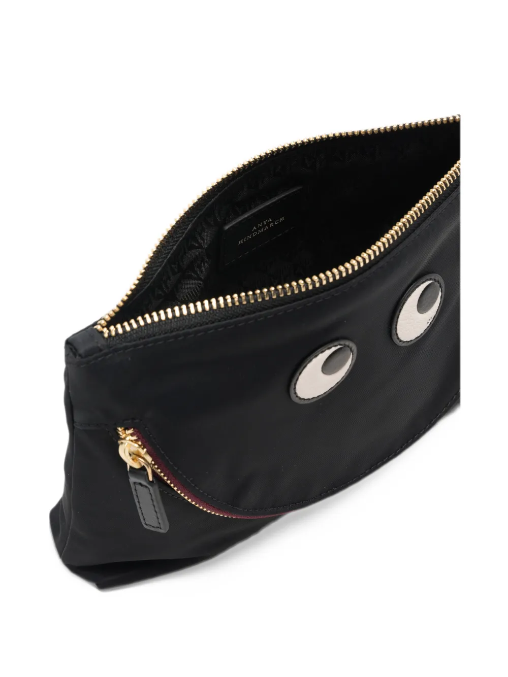Anya Hindmarch Eyes clutch met rondomlopende rits Zwart