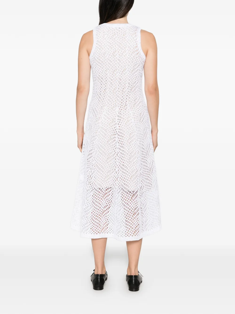 Brunello Cucinelli sequin-embellished crochet-knit midi dress Wit